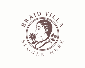 Floral Braid Woman logo design