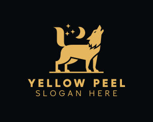 Yellow Moon Wolf logo design