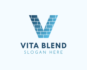 Gradient Brick Letter V logo design