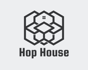 Gray Geometric Housing logo design