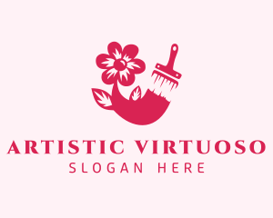 Brush Painting Flower logo design