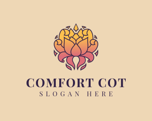 Ornamental Lotus Flower logo design