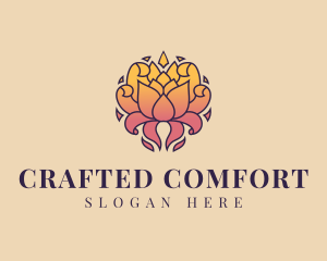 Ornamental Lotus Flower logo design