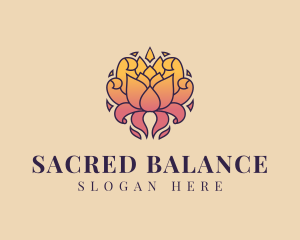 Ornamental Lotus Flower logo design