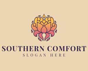 Ornamental Lotus Flower logo design