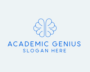 Blue Genius Brain logo design