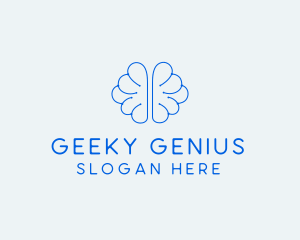 Blue Genius Brain logo design