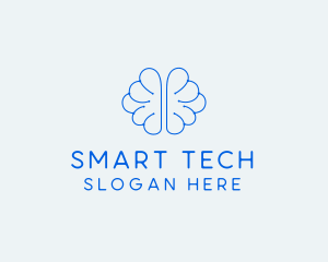 Blue Genius Brain logo design