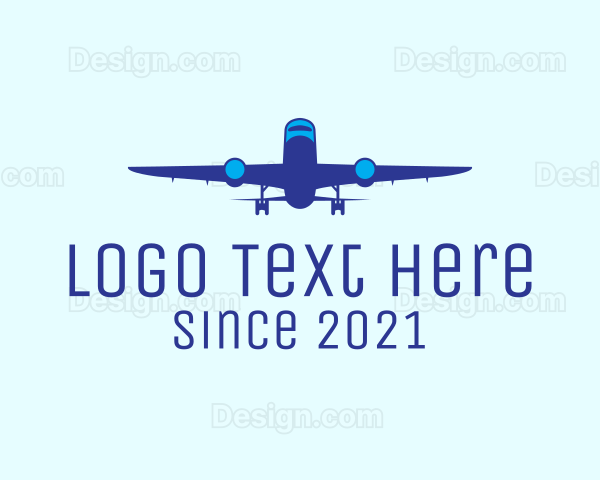 Blue Airplane Flight Logo