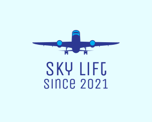 Blue Airplane Flight logo design