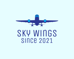 Blue Airplane Flight logo design