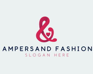 Red Heart Ampersand logo design