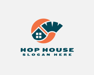 Abstract House Broom logo design