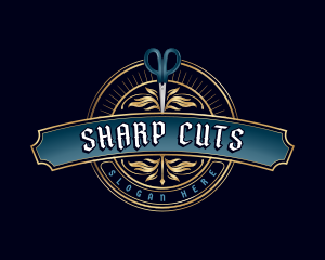 Premium Barbershop Scissors logo design