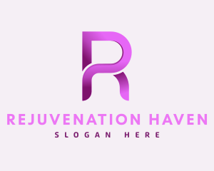 Gradient Feminine Letter R logo design