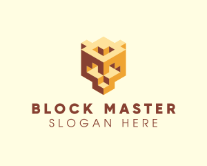 3D Block Game logo design