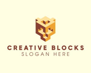 3D Block Game logo design