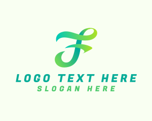 Gradient Script Letter F Logo
