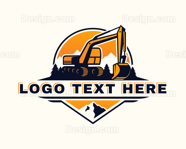 Backhoe Excavator Construction Logo