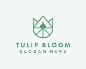 Tulip Flower Grass logo design