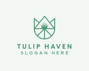 Tulip Flower Grass logo design