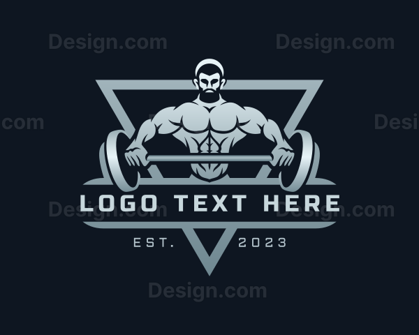 Masculine Bodybuilder Barbell Logo