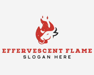 Beef Flame BBQ Grilling  logo design