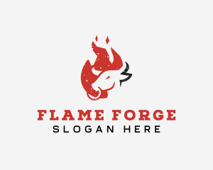 Beef Flame BBQ Grilling  logo design