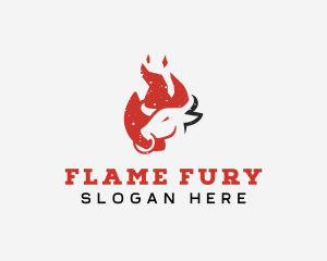 Beef Flame BBQ Grilling  logo design