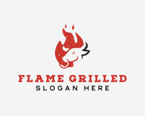 Beef Flame BBQ Grilling  logo design