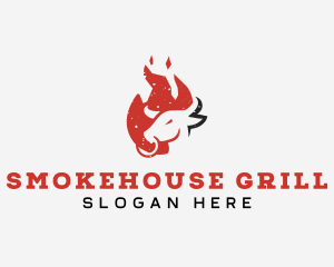 Beef Flame BBQ Grilling  logo design