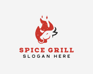 Beef Flame BBQ Grilling  logo design