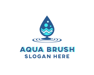 Water Droplet Wave logo design