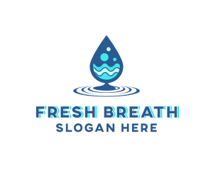 Water Droplet Wave logo design