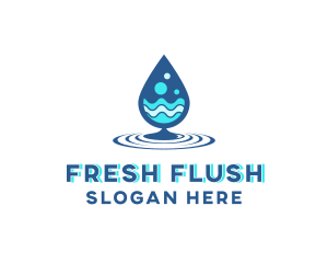 Water Droplet Wave logo design