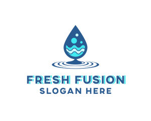 Water Droplet Wave logo design