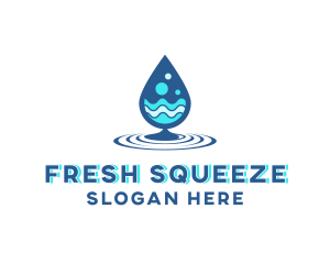 Water Droplet Wave logo design