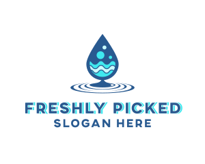 Water Droplet Wave logo design