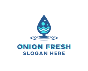 Water Droplet Wave logo design