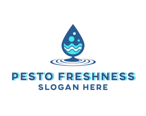 Water Droplet Wave logo design