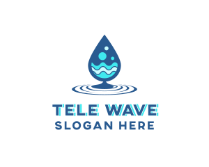 Water Droplet Wave logo design