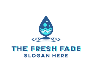 Water Droplet Wave logo design