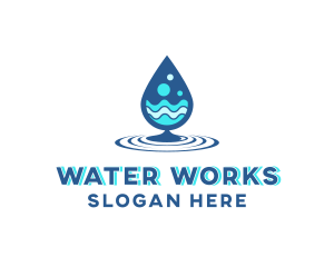 Water Droplet Wave logo design