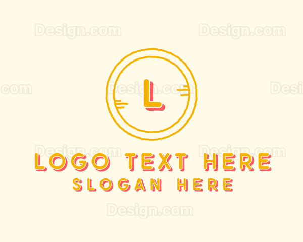 Yellow Handdrawn Circle Art Logo