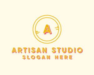 Yellow Handdrawn Circle Art logo design