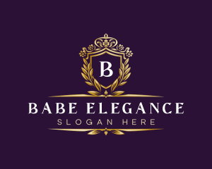 Elegant Floral Shield logo design