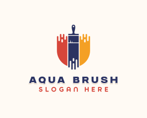 Paint Brush Shield Painter logo design