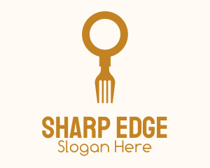 Magnifying Glass Fork Search logo design