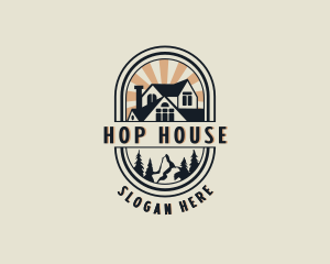 House Roofing Mountain logo design