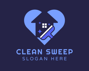 Heart Home Cleaning Wiper logo design